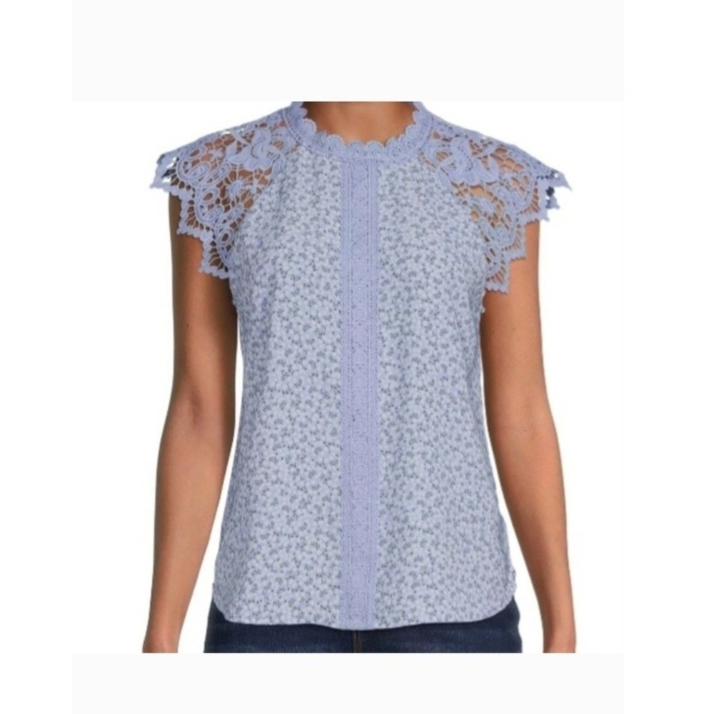 Juniors Floral Crochet Lace Blouse – Short Raglan Sleeve Crew Neck Pullover
